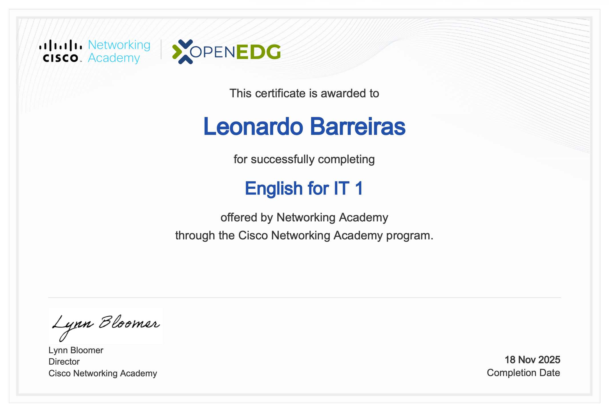Certificado English for IT 1